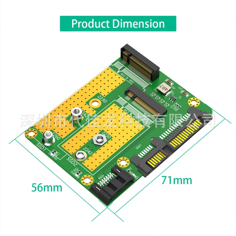 Duálny adaptér M.2 B-key na dvojité SATA3 SSD (NGFF) – Dai Jialong