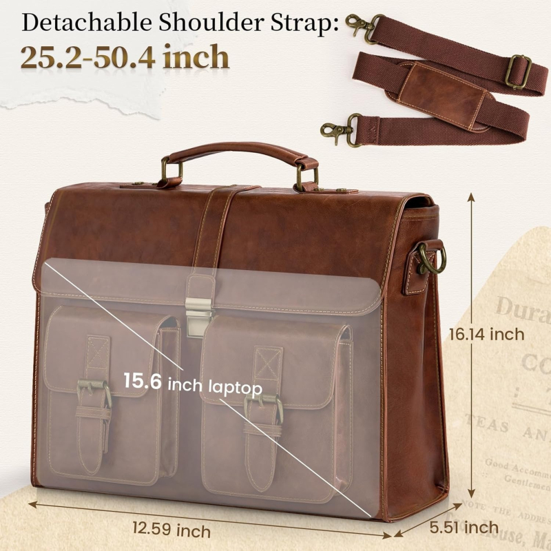 Joledy vīriešu biznesa soma no Crazy Horse ādas – vienkrāsaina, iekšējā odere poliestera–kokvilnas