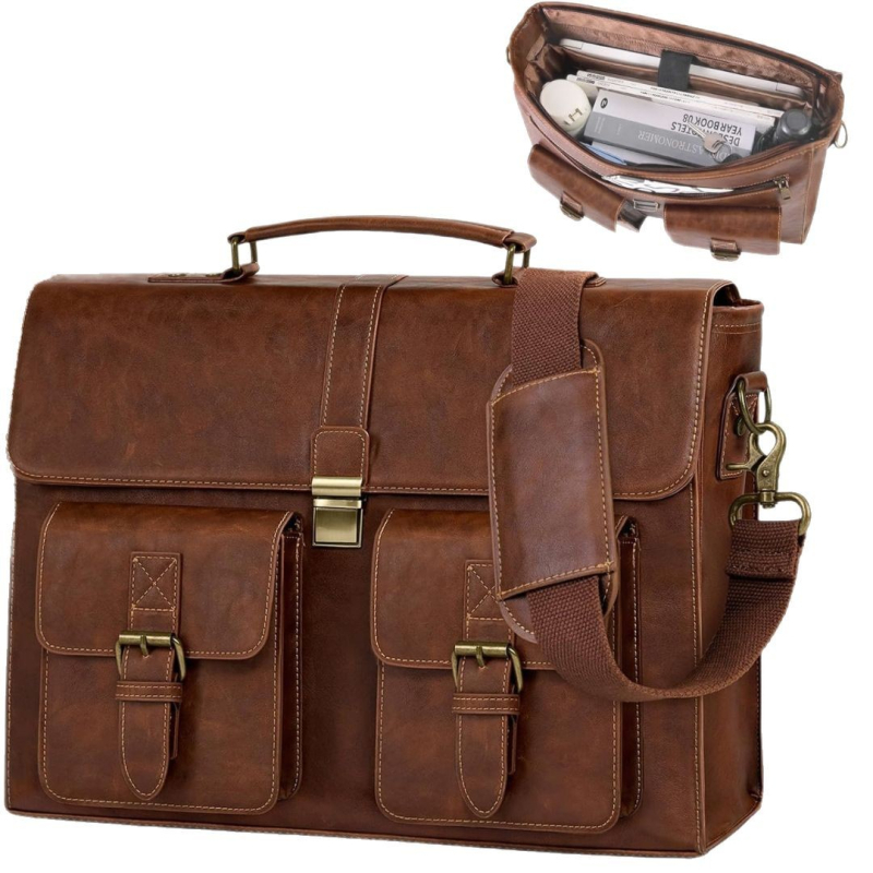 Joledy vīriešu biznesa soma no Crazy Horse ādas – vienkrāsaina, iekšējā odere poliestera–kokvilnas