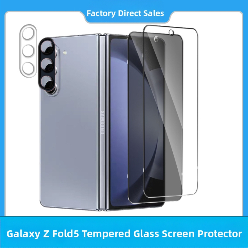 Galaxy Z Fold5 закалено стъкло за преден и заден екран и лещи – пълно покритие, HD яснота, анти отпечатъци, анти синя светлина, устойчиво на падане