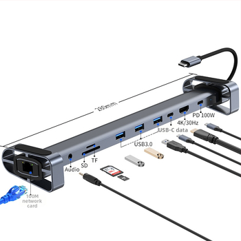 Type-C hub dok pre notebook 10 v 1, USB-C, 5Gbps, model 2212, bez externého napájania