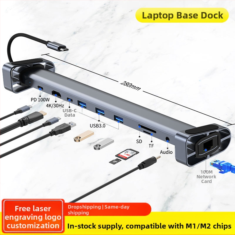 Type-C hub dok pre notebook 10 v 1, USB-C, 5Gbps, model 2212, bez externého napájania