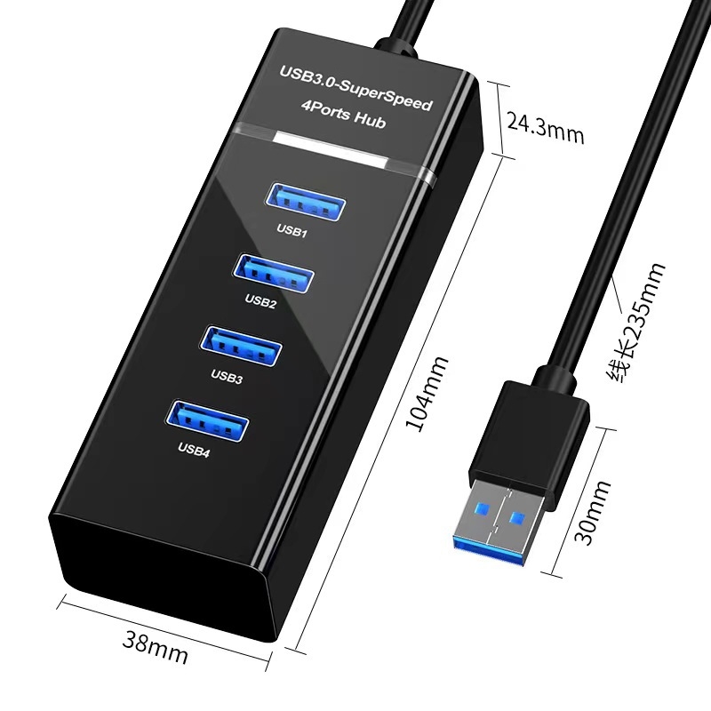 Hub USB 3.0 cu 4 porturi, alimentat prin USB (bus-powered), 5 Gbps, cablu de 30 cm, model T60