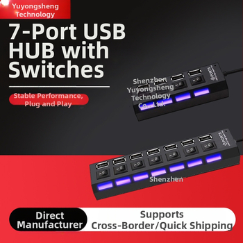 7-portový USB 2.0 hub so spínačom, napájaný cez USB, 480 Mbps