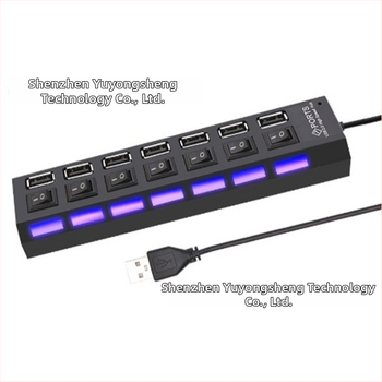 7-portový USB 2.0 hub so spínačom, napájaný cez USB, 480 Mbps