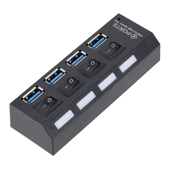 HUB USB 3.0 cu 4 porturi, întrerupătoare independente, model LTC-H311, 5 Gbps, cablu de 50 cm, alimentat prin USB