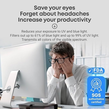 Защитно покритие за екран на настолен компютър, анти-синя светлина, акрилен висящ дизайн, лесен монтаж, съвместим с 12-27 инча дисплеи