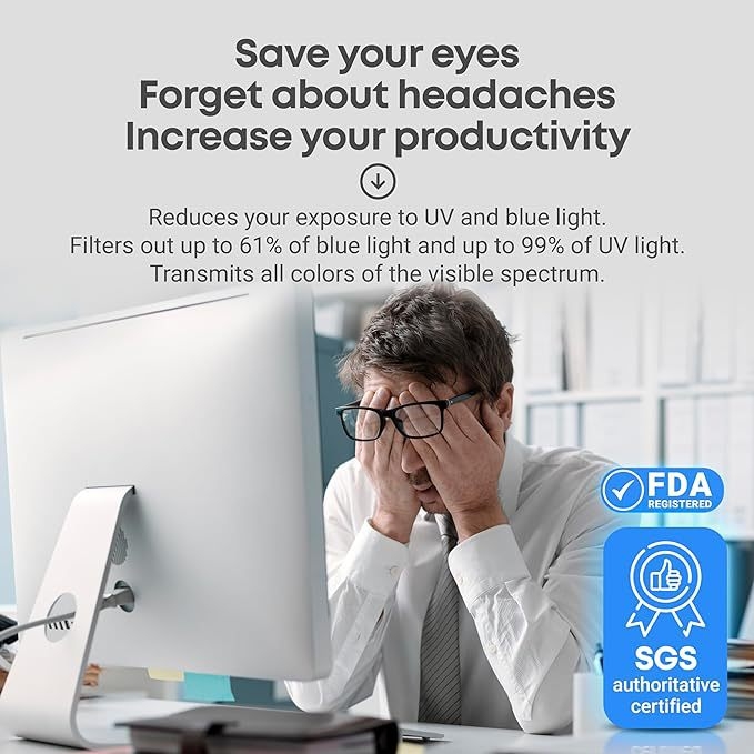 Защитно покритие за екран на настолен компютър, анти-синя светлина, акрилен висящ дизайн, лесен монтаж, съвместим с 12-27 инча дисплеи