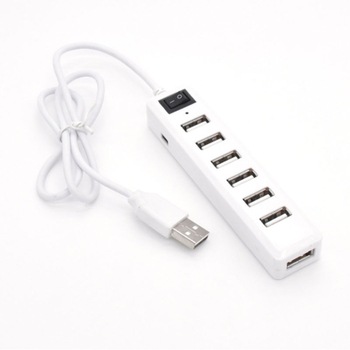 Hub USB 2.0 cu 7 porturi, alimentat prin USB, cablu de 50 cm, 480 Mbps