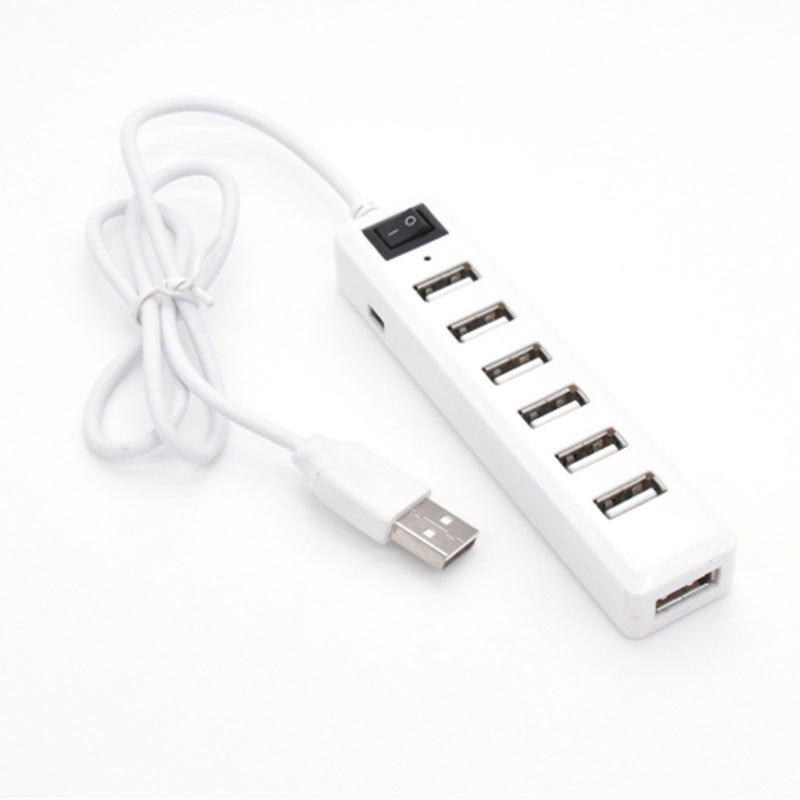 Hub USB 2.0 cu 7 porturi, alimentat prin USB, cablu de 50 cm, 480 Mbps