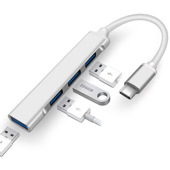USB-C 4-port USB 3.0 hubas nešiojamojo kompiuterio dokavimo stotis, aliuminio korpusas, be išorinio maitinimo