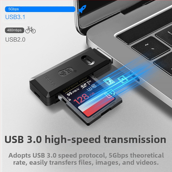 C396 USB 3.0 aukštos spartos 2-in-1 kortelių skaitytuvas TF/SD