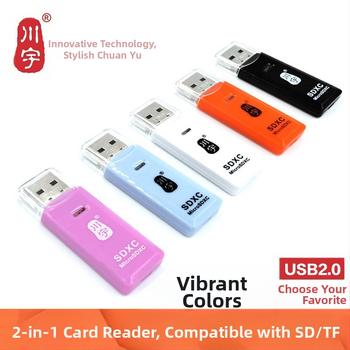 Chuanyu C296 Cititor de carduri USB 2.0, sloturi duale SD/TF, cititor 2 în 1 SD/TF