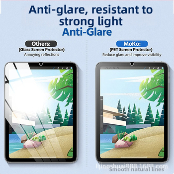 NanoHammer PET priekšējais films iPad Air, iPad Pro un iPad mini6 (2021) ar matētu virsmu, antiatspīdums, antiatpirkstu nospiedumi, papīra sajūta rakstot