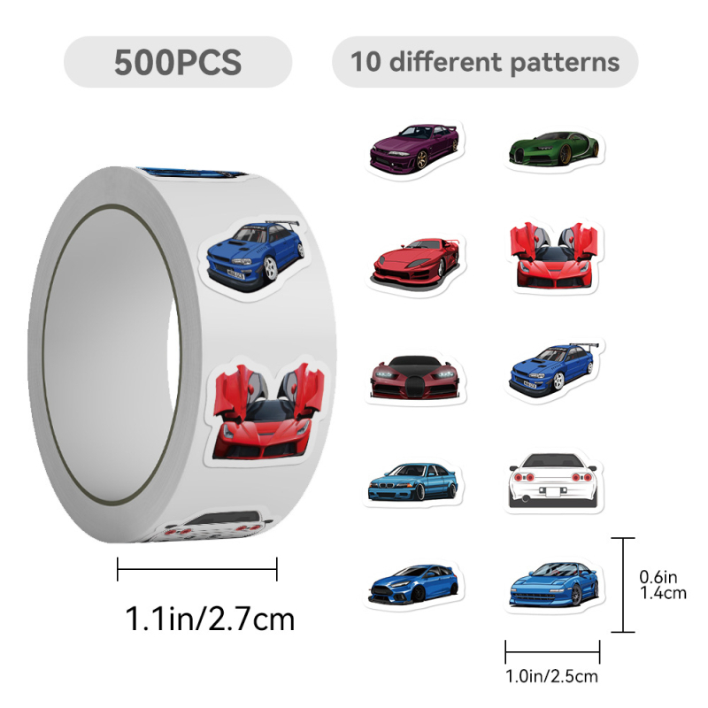 Shengqi комплект стикери — сладък стил, печат, 1 ролка (500 бр.) стикери за автомобил, тетрадка, iPad, калъф за телефон и чаша