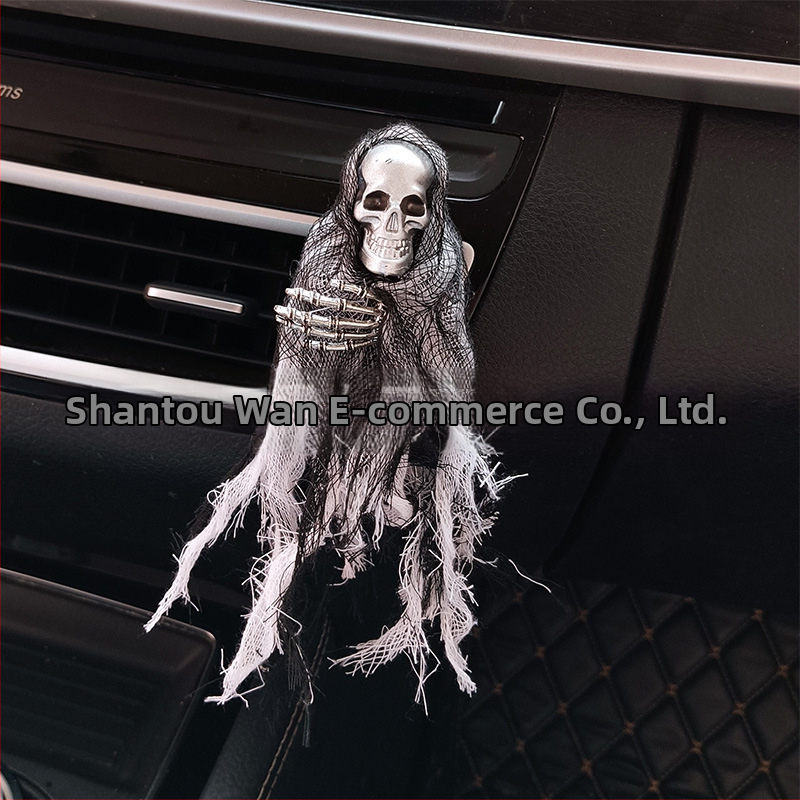 Automobilová tableta vône s motívom lebky a Halloween, klip na výduch vzduchu, kvetinová vôňa, obsah menej ako 5 ml, volatilizácia 1-15 dní