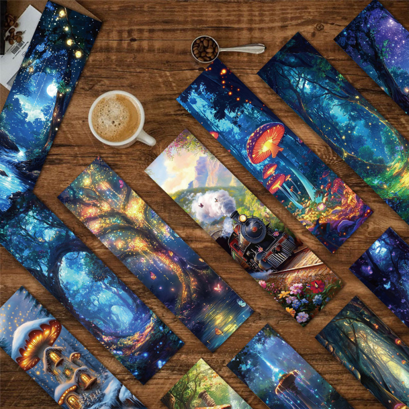 Senli 30 gab. papīra grāmatu zīmes karikatūras stilā ar tematiskām lasīšanas motīvām, uzlīmes DIY dāvanām