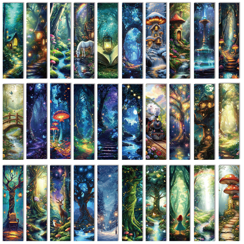 Senli 30 gab. papīra grāmatu zīmes karikatūras stilā ar tematiskām lasīšanas motīvām, uzlīmes DIY dāvanām