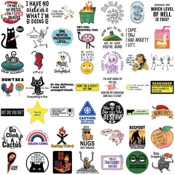 Set od 50 vodootpornih naljepnica s meme-graffiti dizajnom, samoljepljive, tiskane, za bilježnice, šalice i prtljagu