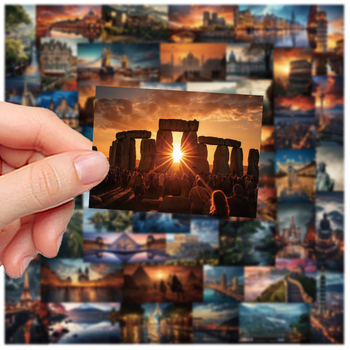 Стикери за пътуване – 50 симпатични архитектурни мотиви за DIY калъф за телефон, печат Shengqi