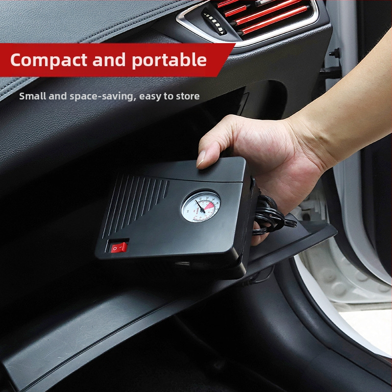 Mini siurblys padangoms automobiliams, dviračiams ir elektromobiliams — 12V DC, ≤80W, 35 L/min, vieno cilindro