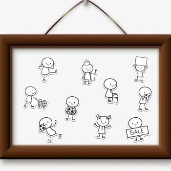 66 броя PVC самозалепващи стикери с мили чиби герои за детски творчески занаяти, принтирани