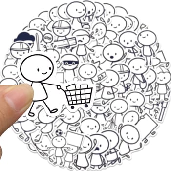 66 броя PVC самозалепващи стикери с мили чиби герои за детски творчески занаяти, принтирани