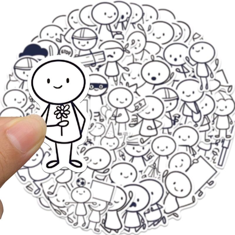 66 броя PVC самозалепващи стикери с мили чиби герои за детски творчески занаяти, принтирани