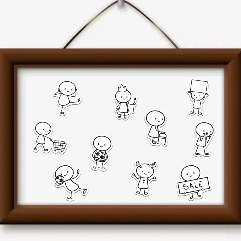 66 броя PVC самозалепващи стикери с мили чиби герои за детски творчески занаяти, принтирани