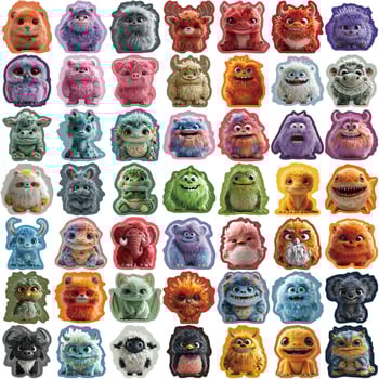 Matricák – Puha plüss szörnyek sorozata, 50 db/set, japán stílus, nyomtatás