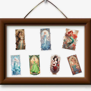 PVC стикери за карти с принцеси – 50 бр.; Марка: Tu; Подходящи за залепване: Да; IP разрешение: Няма; Стил: Lovable wind; Технология на печат: Печат