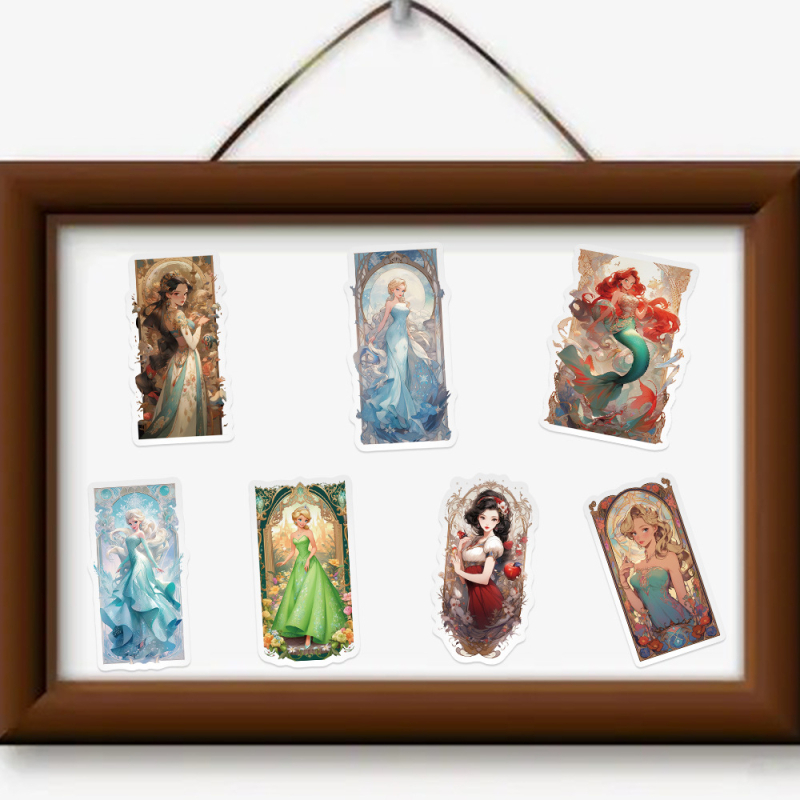 PVC стикери за карти с принцеси – 50 бр.; Марка: Tu; Подходящи за залепване: Да; IP разрешение: Няма; Стил: Lovable wind; Технология на печат: Печат