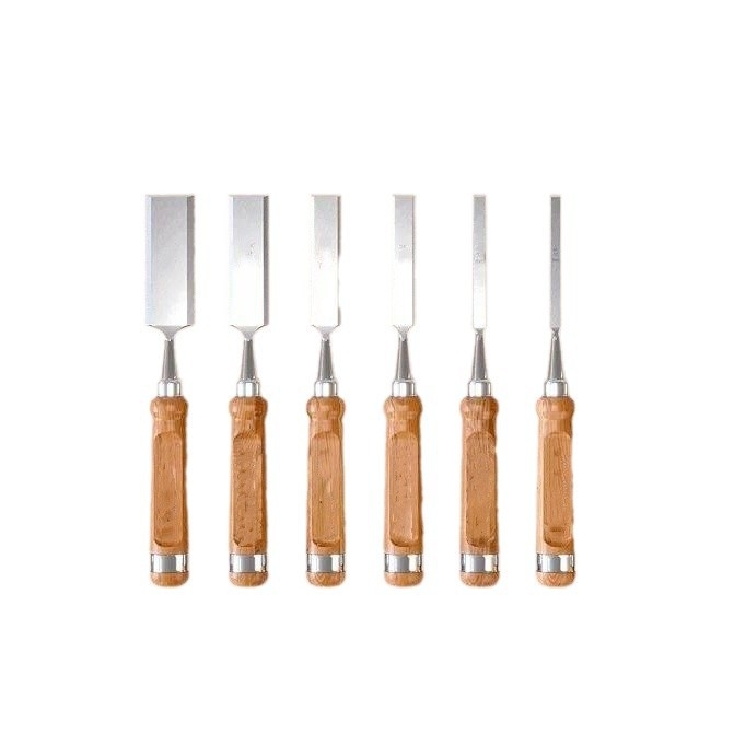 Комплект дървообработващи длета с дървени дръжки, плоска глава, високо въглеродна стомана, ширина на острието 32 мм, нето тегло 1,6 кг