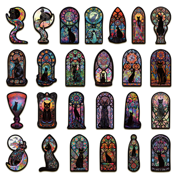 50 darabos matricás készlet, európai/amerikai stílusú Meow Gothic – ragasztható laptophoz, poggyászhoz és jegyzetfüzethez – DIY dekoráció