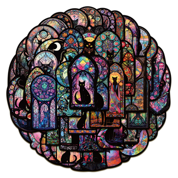 50 darabos matricás készlet, európai/amerikai stílusú Meow Gothic – ragasztható laptophoz, poggyászhoz és jegyzetfüzethez – DIY dekoráció