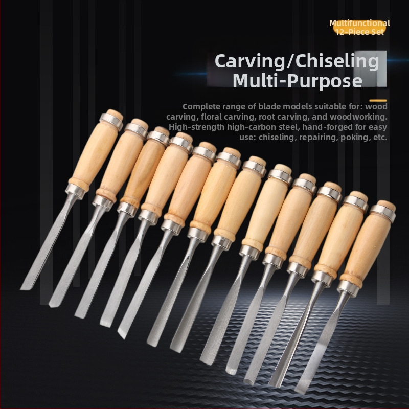 Набор инструменти за дърворезба – 12 части, ножове за резба и резци, ръчна коренова дърворезба, комплект дървообработващи инструменти