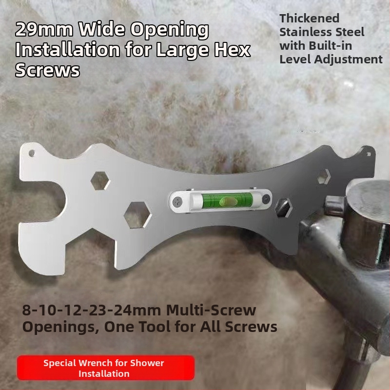 Ključ za tuš i niveler – dvostruko namijenjeni alat od nehrđajućeg čelika, mat završna obrada