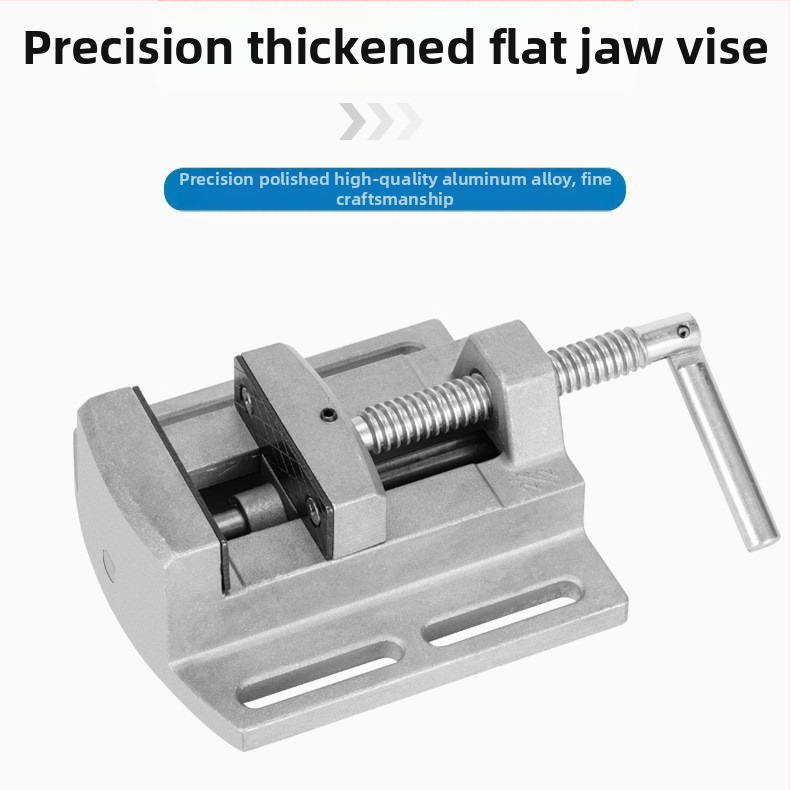 Kompakti stalinis presavimo įrankis iš aliuminio lydinio su plokščiomis žandikaulėmis, dvigubu taku tikslus fiksavimas frezavimui ir šlifavimui
