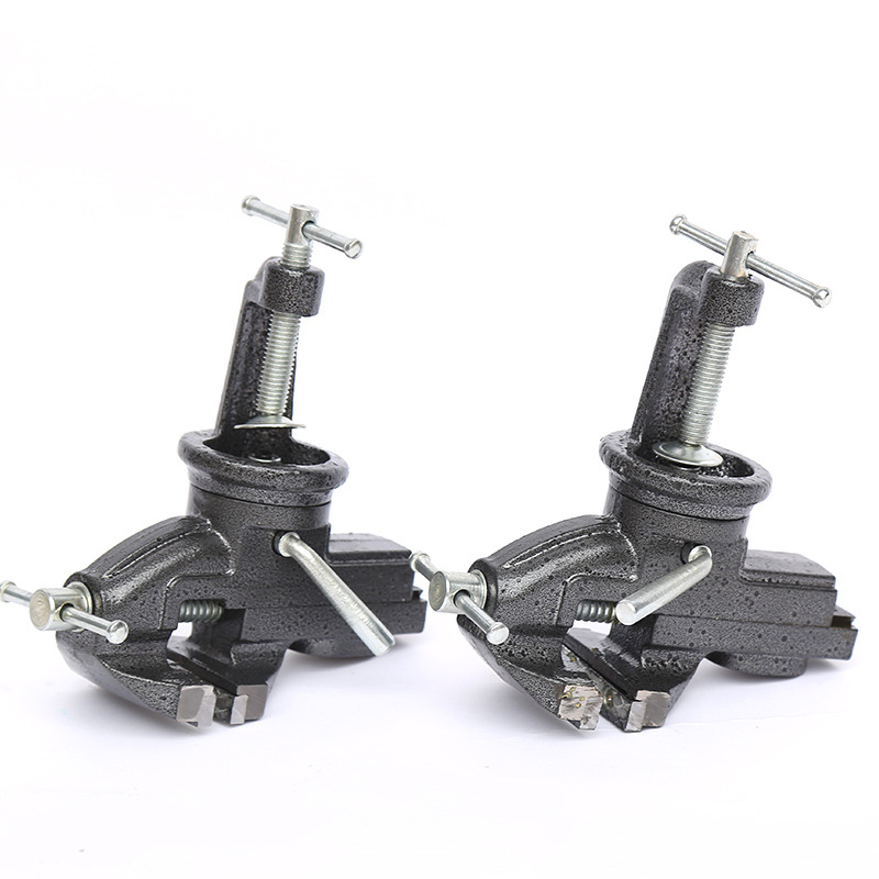 Мини тежък държач за маса с плоски челюсти и въртене на 360° (Lake Sai; 45# стомана; Тегло 1.5)