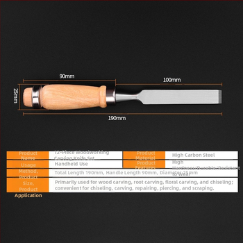 Medienos apdirbimo kaltai iš chromo-vanadžio plieno su kietmedžio rankena – pilnas komplektas plokščių ir kampinių kaltų