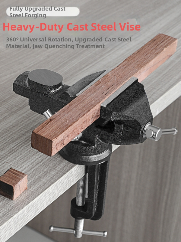 Stolni vise – 360° rotacija, lijevano željezo, plosne čeljusti, višefunkcijski kućni steznik stola