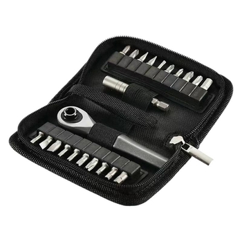 22-in-1 atsuktuvų rinkinys su ratuku ir magnetinėmis CR-V plieno bitėmis, 260 g