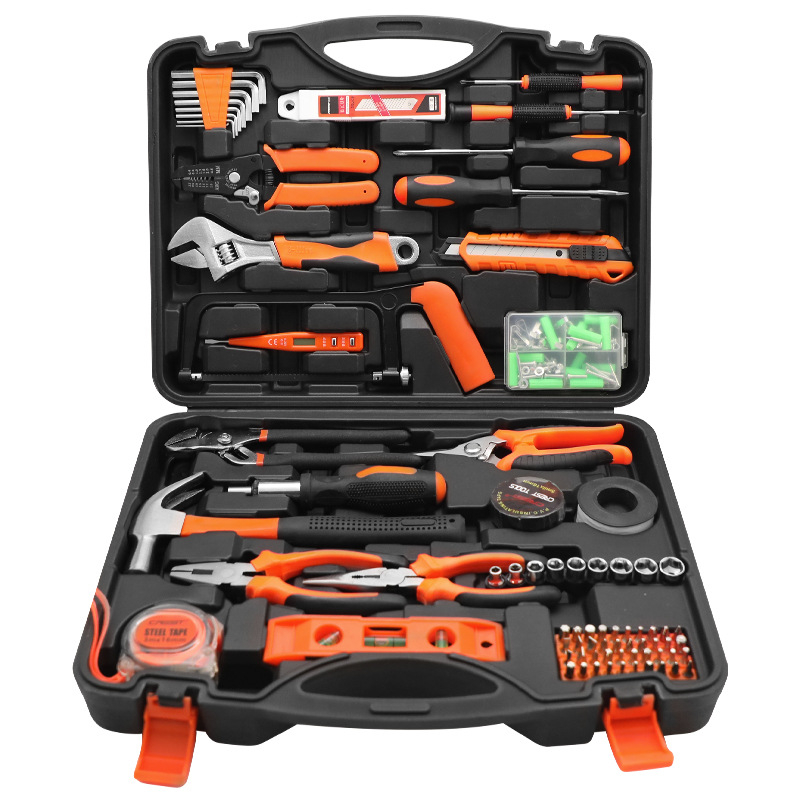 CREST Szénacél szerszámkészlet otthoni javításokra, 138 részes multifunkcionális elektromos karbantartó készlet, Formula-stílus, háztartási használat