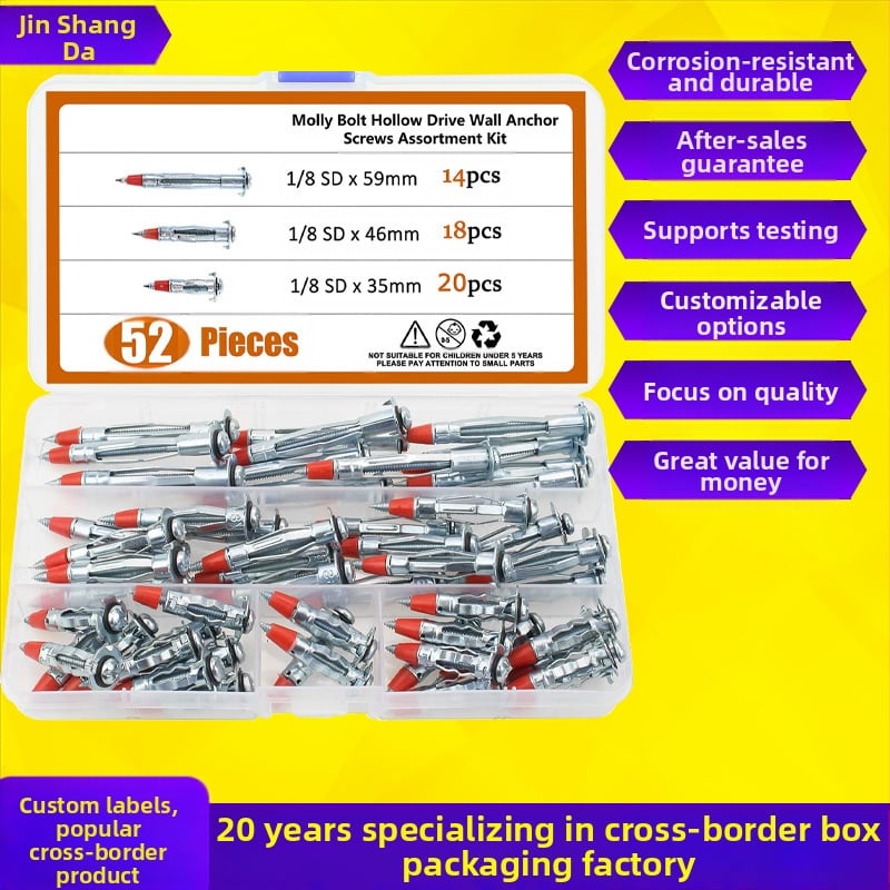 Set šupljih ekspanzijskih vijaka od galvanizirane čelične, performanse 4,8, klasa A, standard JB/ZQ4763-2006