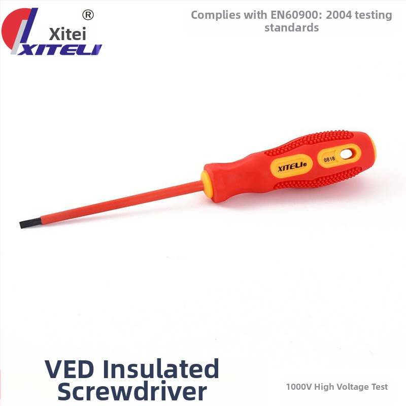 8-частен комплект изолирани отвертки за електротехници с магнитни върхове, устойчиви на високо напрежение, гумена ръкохватка, върхове от Cr-V стомана