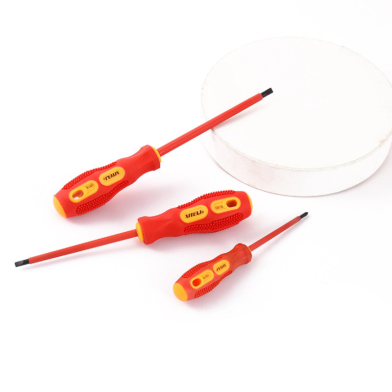 8-частен комплект изолирани отвертки за електротехници с магнитни върхове, устойчиви на високо напрежение, гумена ръкохватка, върхове от Cr-V стомана