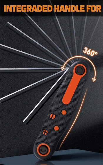 8-елементен сгъваем аллен ключ комплект, преносим шестограмен набор, хром-ванадиева стомана, тегло 0.239
