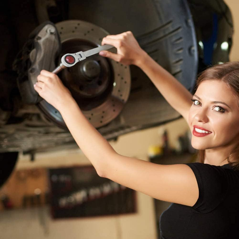 12-частен комплект гаечни ключове с трещотка, S2 инструментална стомана, галванизиран завършек, за фиксирано и регулируемо използване