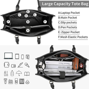 Geantă Tote din Oxford, cu fermoar, căptușeală din nailon, formă orizontal pătrată, buzunar exterior deschis.