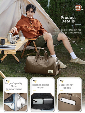 Τσάντα γυμναστικής με διαχωρισμό υγρών/ξηρών, PU υλικό, 20–35L, Unisex, Αστικός στυλ για εξωτερικές προπονήσεις